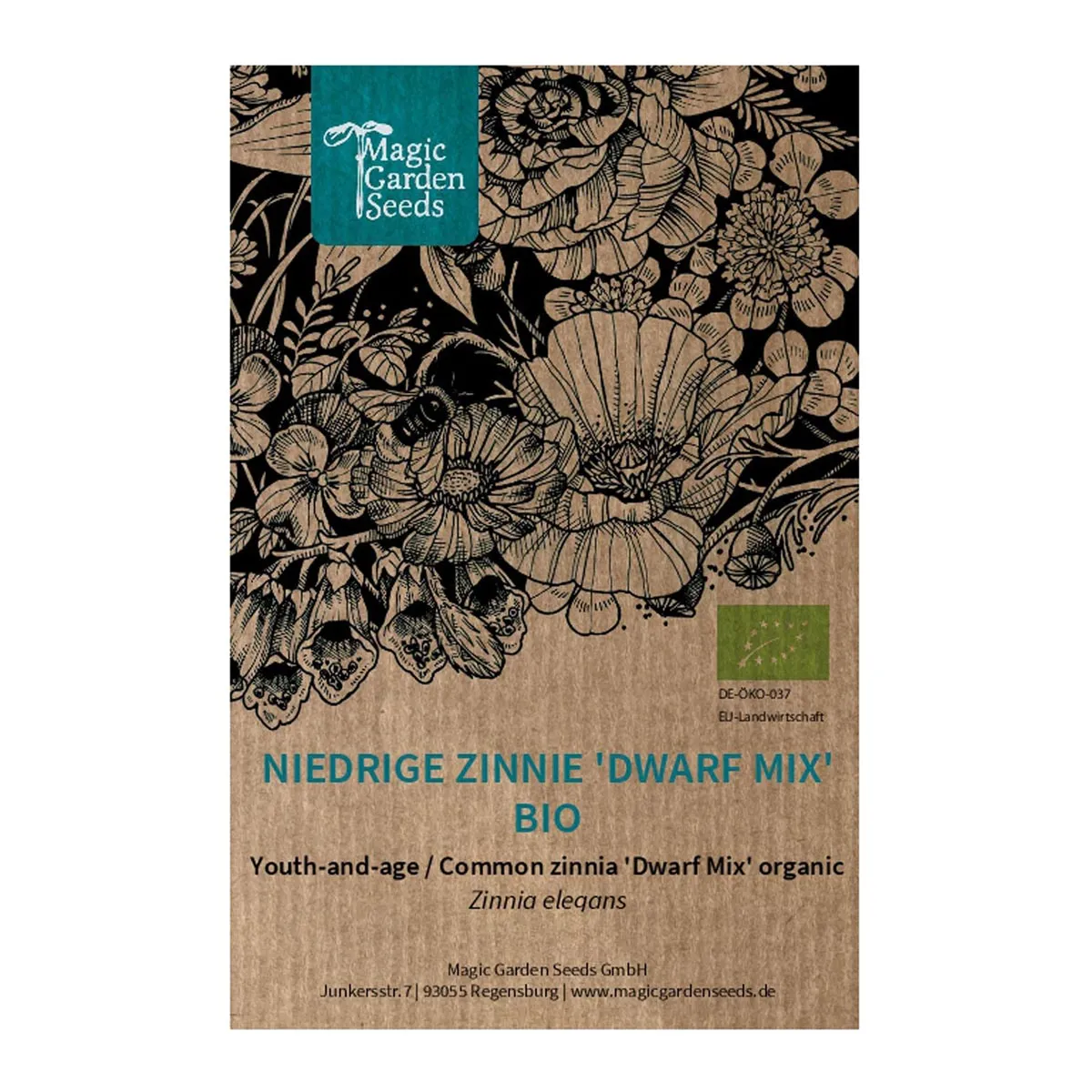 Niedrige Zinnie 'Dwarf Mix' (Zinnia elegans) Bio Saatgut