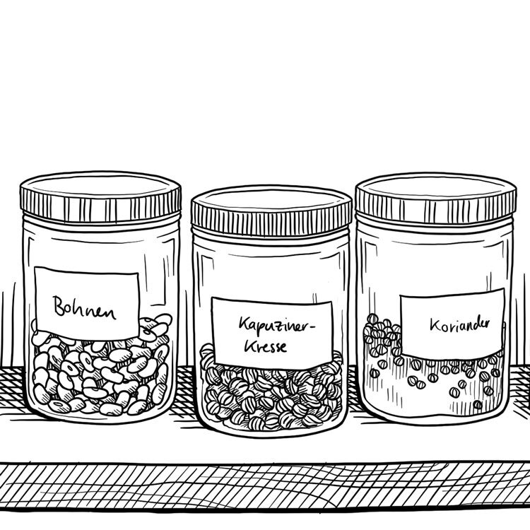 Saatgut in Glaesern lagern