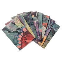 Geschenktütchen - 40 bunte Papiertütchen / Flachbeutel mit 8 verschiedenen Motiven aus unserer magischen blaugrünen Pflanzenwelt